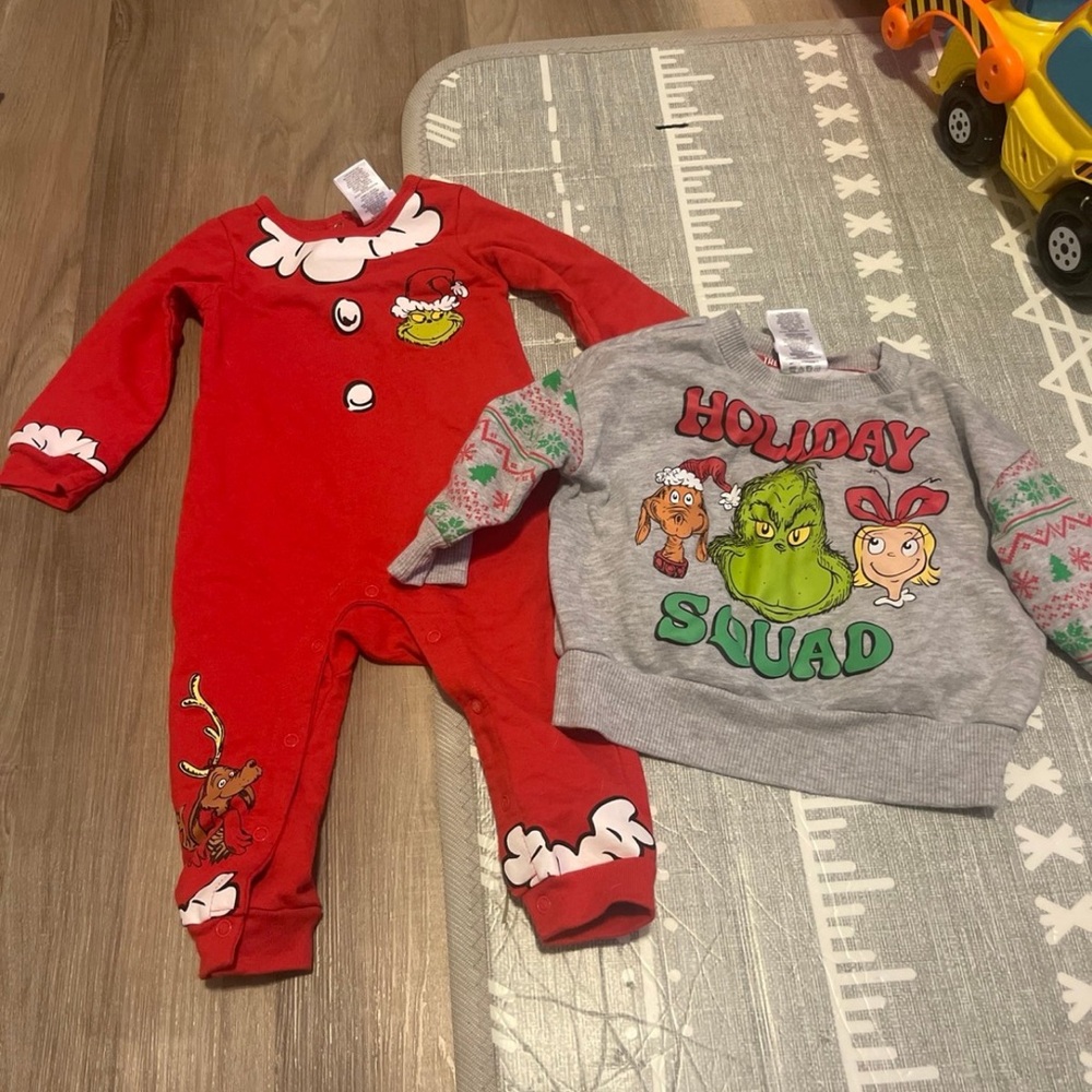 Red Christmas Onesie and Holiday Squad Sweatshirt
